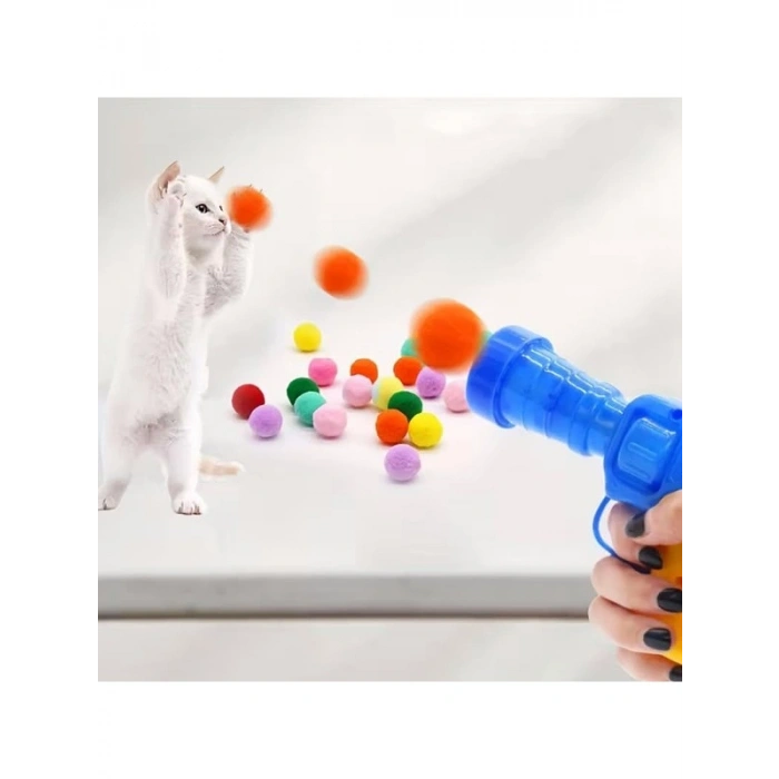 20 Peluş Top ile Hareketli Kedi Oyuncağı, Tabancalı Tasarım