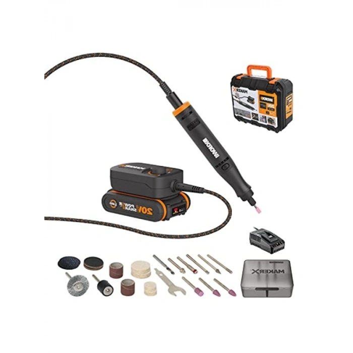 20 Volt 2.0Ah Kömürsüz Kalem Tipi Devir Ayarlı Gravür Seti + 34 Parça Aksesuar