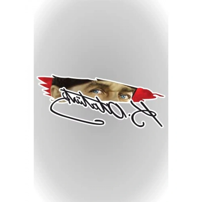 20 x 8.5 cm Boyutunda Türk Bayrağı Sticker, Atatürk İmzası