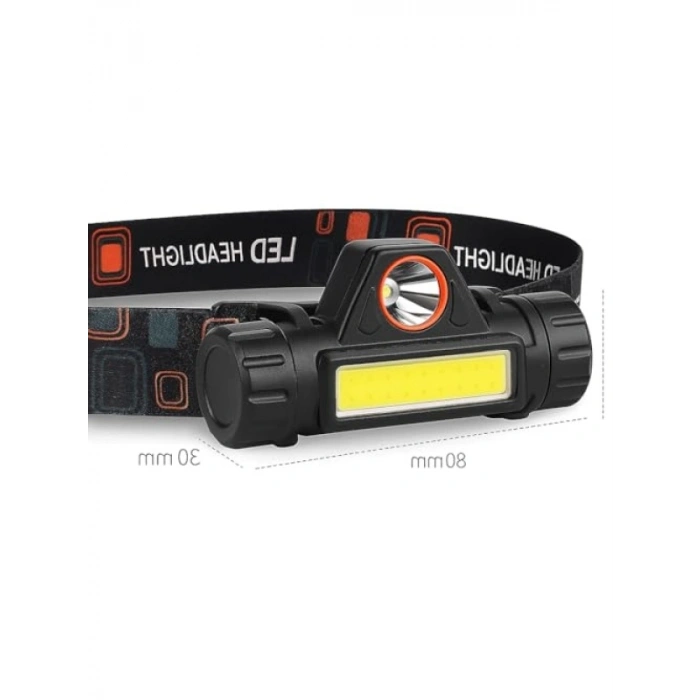 200 Lümen Güçlü Aydınlatmalı Mini LED Kafa Feneri, USB Şarj Edilebilir