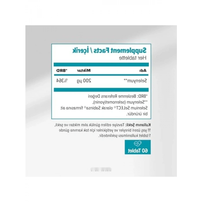 200 mcg L-Selenometiyonin Takviye Edici Gıda - 60 Tablet