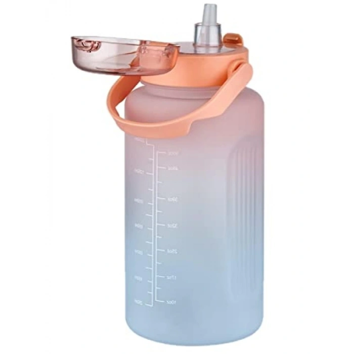 2000ml Motivasyon Matarası - Pipetli ve Pipetsiz Kullanım