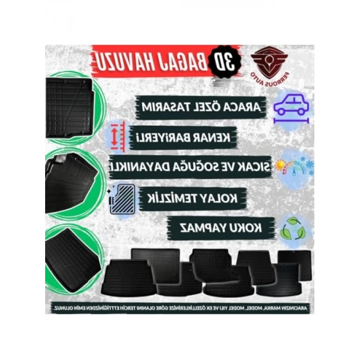 2006-2012 Model Araçlar İçin Uyumlu 3D Kancalı Bagaj Havuzu