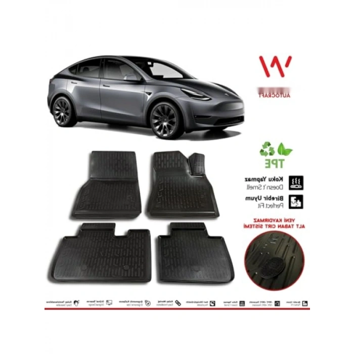 2019 Sonrası Tesla Model Y İçin 3D Havuzlu Paspas