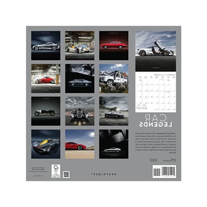 2024 Araba Efsaneleri Duvar Takvimi, 12x12, Kalın Kağıt