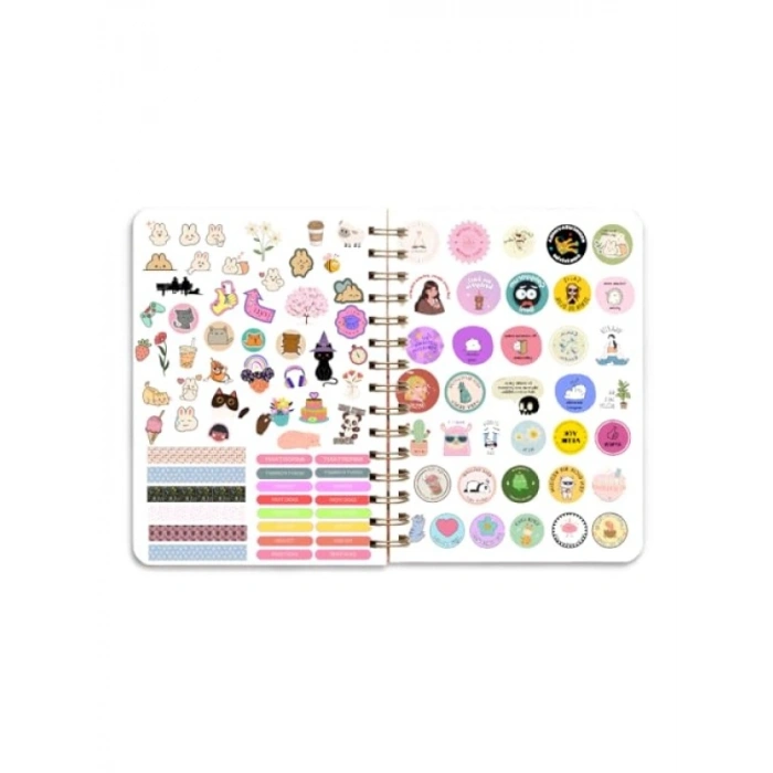 2025 A5 Papatya Temalı Spiralli Planlayıcı - Sticker Hediyeli