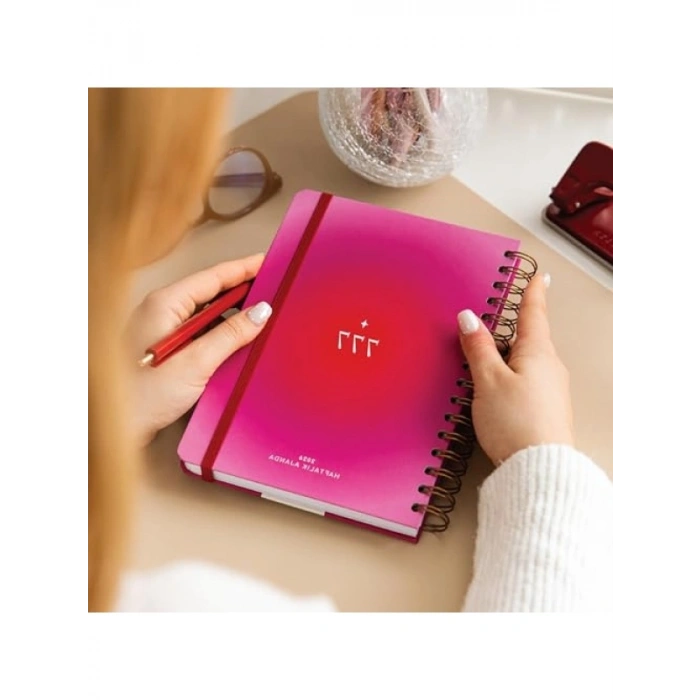 2026 A5 Spiralli Haftalık Ajanda - 12 Aylık, Pembe