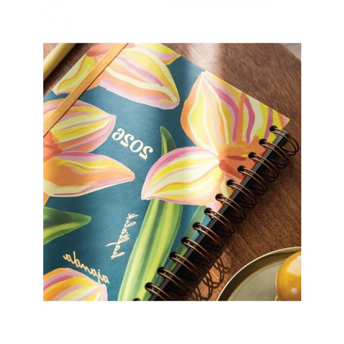 2026 A5 Spiralli Haftalık Ajanda - Çiçek Desenli