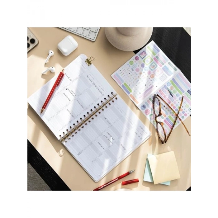 2026 A5 Spiralli Haftalık Ajanda - Kir ve Suya Dayanıklı Sert Kapak