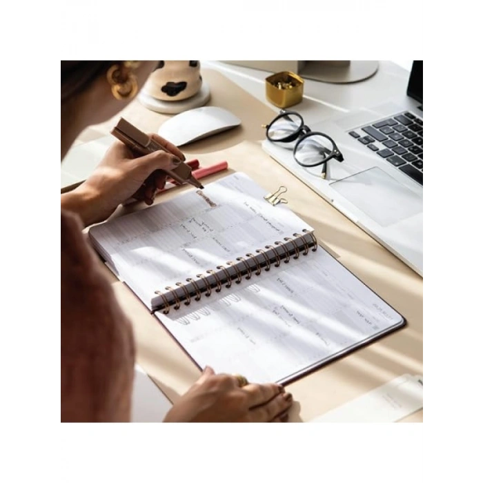 2026 A5 Spiralli Haftalık Ajanda - Krem Renk