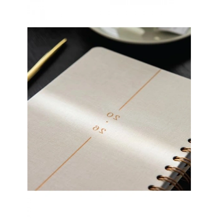 2026 A5 Spiralli Haftalık Ajanda - Krem Renk