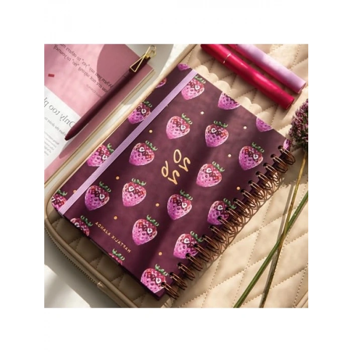 2026 A5 Spiralli Haftalık Ajanda - Motivasyon Sayfalı Çilek