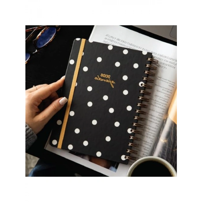 2026 A5 Spiralli Haftalık Ajanda - Puantiye Desen