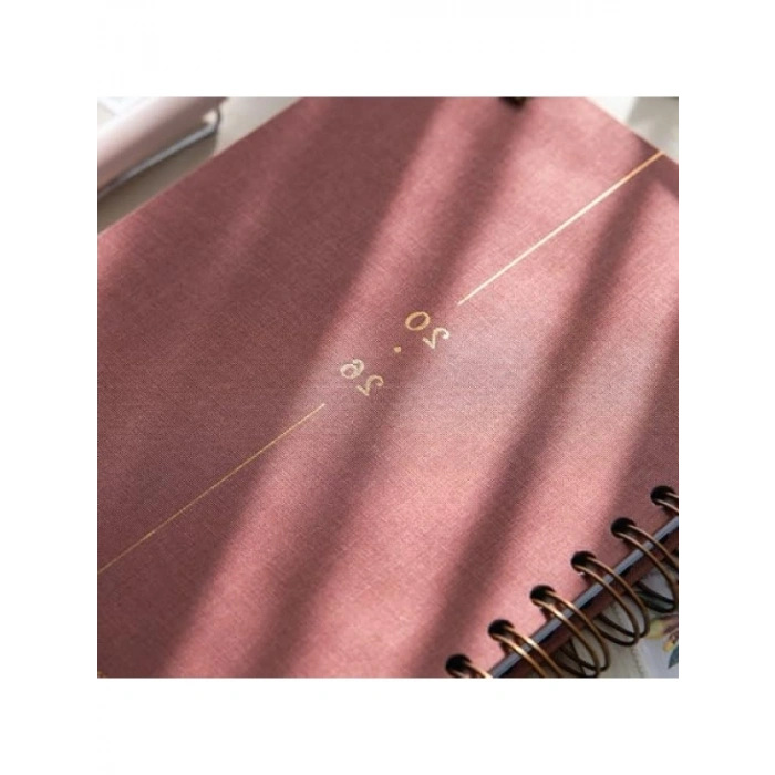 2026 A5 Spiralli Keten Haftalık Ajanda, 12 Aylık - Pembe