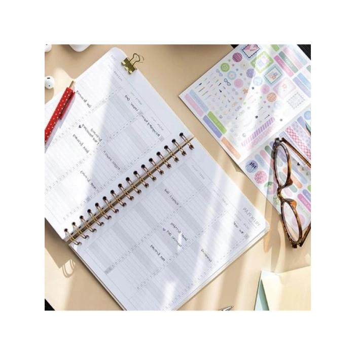 2026 Spiralli A5 Haftalık Ajanda, Pembe, Suya Dayanıklı