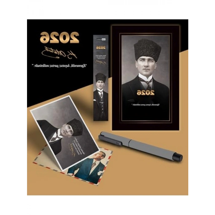 2026 Yılına Özel Ajanda ve Ayraç Kartpostal Seti - Gri