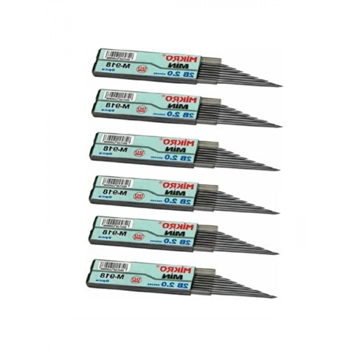 2.0mm 2B Kalem Ucu, 6 Adetli Siyah Set