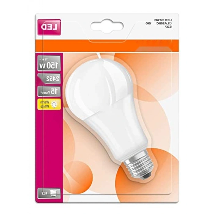 20W LED Ampul - 2452 Lümen, 2700 Kelvin Sarı Işık, E27 Duy