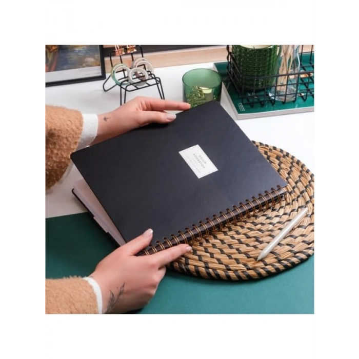 20x28 cm Spiralli Sert Kapak Lastikli Not Defteri