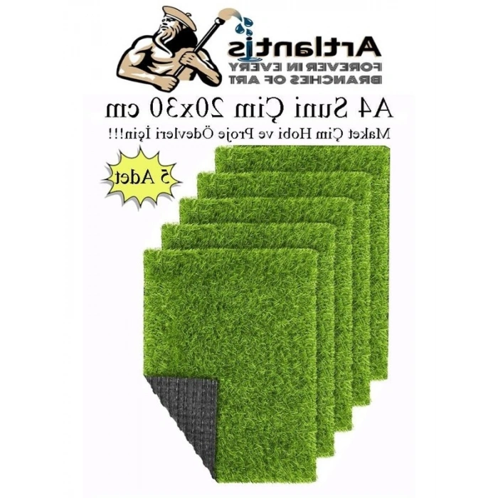 20x30 cm A4 Boyutunda 5 Adet Yapay Çim Halı Seti