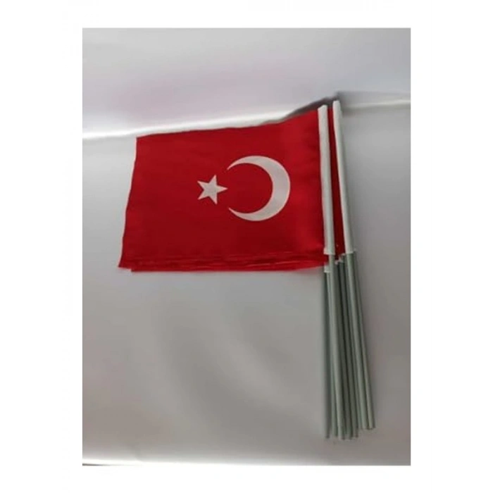 20X30 cm Sopalı Türk Bayrağı, Alpaka Kumaş, 20li Paket