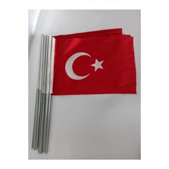 20X30 cm Sopalı Türk Bayrağı, Alpaka Kumaş, 20li Paket