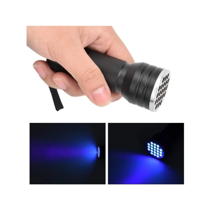 21 LED 395nm UV El Feneri - Siyah