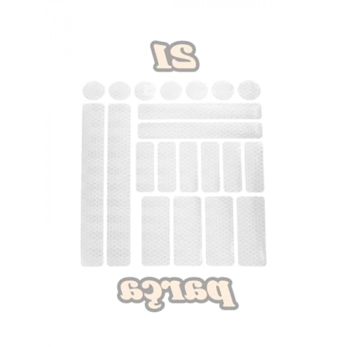 21 Parça Yansıtıcı Sticker Seti - Kırmızı, Yüksek Görünürlük için