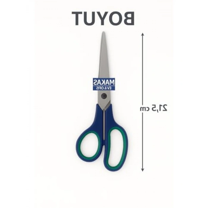 21.5 cm Paslanmaz Çelik Ofis Makası, Ergonomik Kauçuk Sap