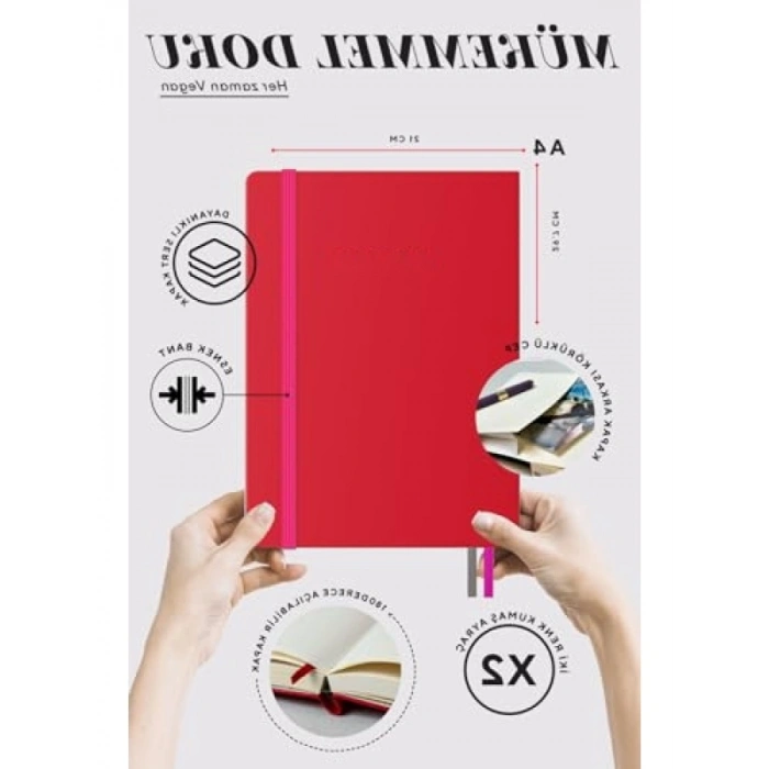 21x29 cm Çizgili Sert Kapak Defter - Premium Kalite