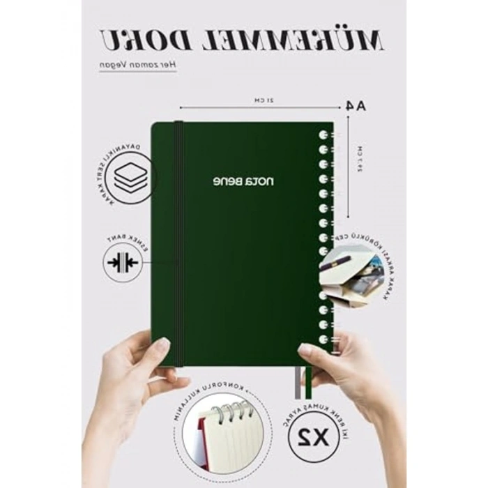 21x29.7 cm Boyutunda Premium Sert Kapak Çizgili Defter