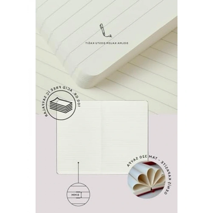 21x29.7 cm Boyutunda Premium Sert Kapak Çizgili Defter