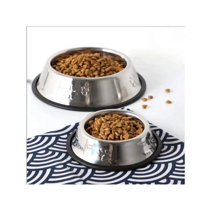 22 cm Kaymaz Taban Paslanmaz Çelik Mama ve Su Kabı