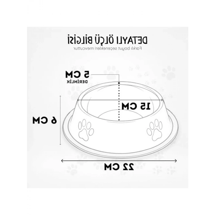 22 cm Paslanmaz Çelik Kedi ve Köpek Mama Kabı, Kaydırmaz