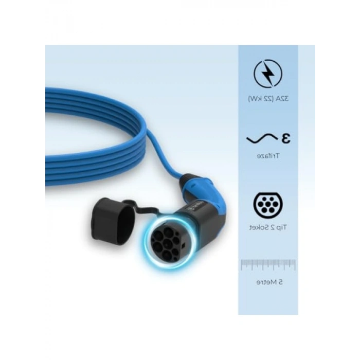 22 kW AC Elektrikli Araç Şarj Kablosu - 5 Metre