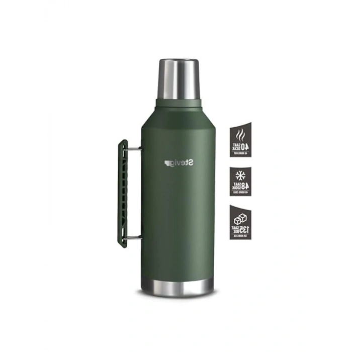 2.2 Litre Kapasiteli Sızdırmaz Çelik Termos, Klasik Kulplu Tasarım