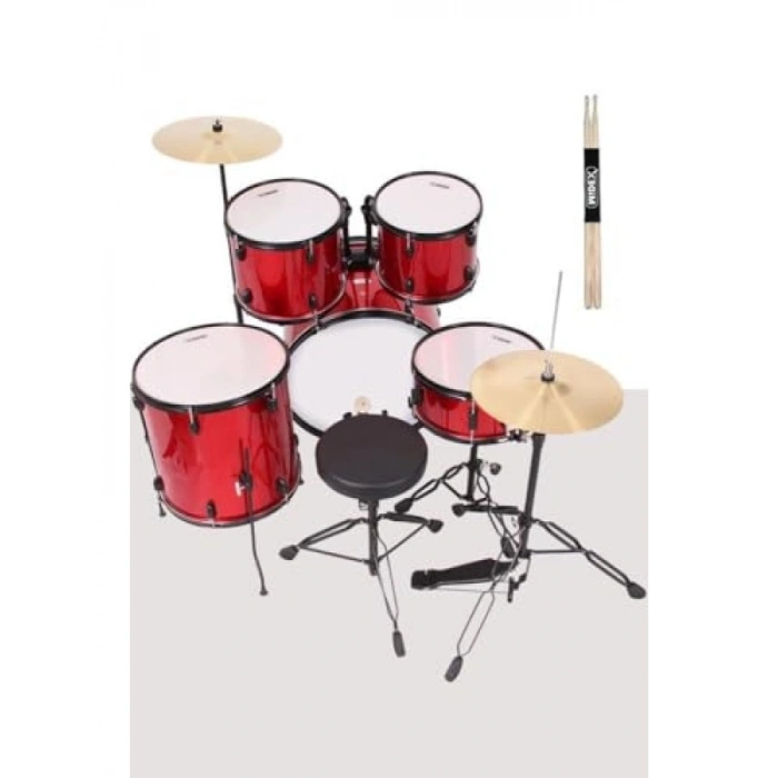 22 Yetişkin Akustik Bateri Davul Seti - 5 Parça Kaliteli Tasarım