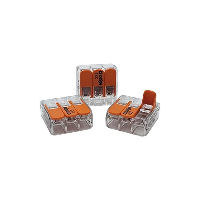 221-413 Bağlantı Terminali, 10 Adet, 0,2-4 mm², Şeffaf Yapı