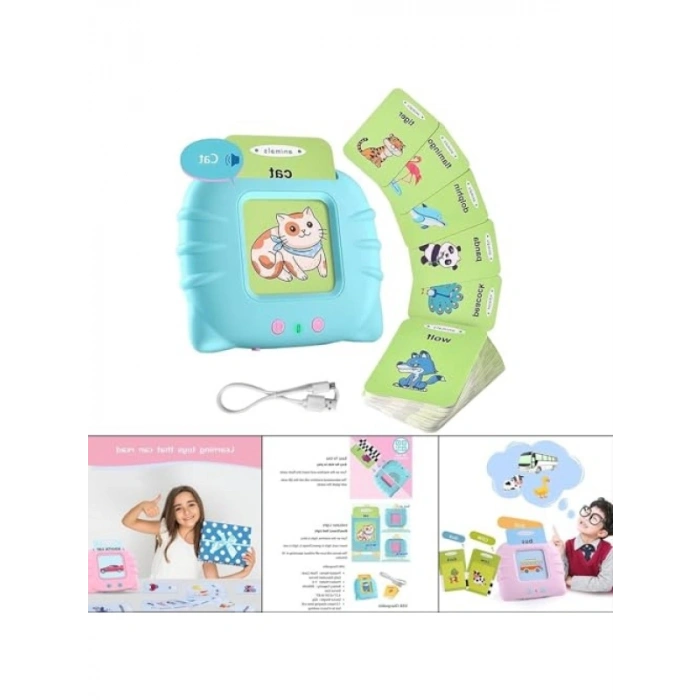 224 Adet Sesli Konuşan İngilizce Eğitim Kartı - Pembe