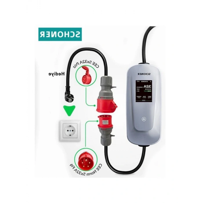 22KW Taşınabilir Elektrikli Araç Şarj İstasyonu, 5 Metre Tip2 Kablolu