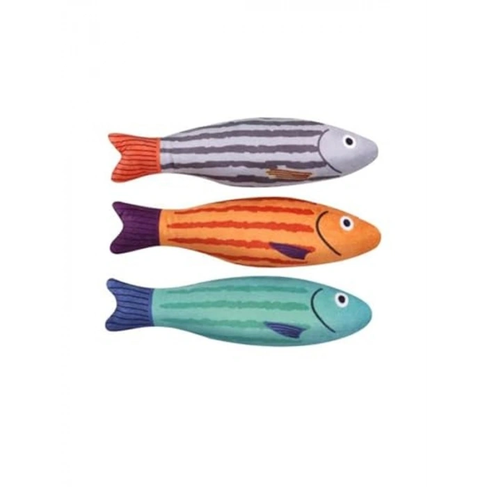 22x6.5 cm Peluş Kedi Oyuncağı Bonito Balık Figürlü