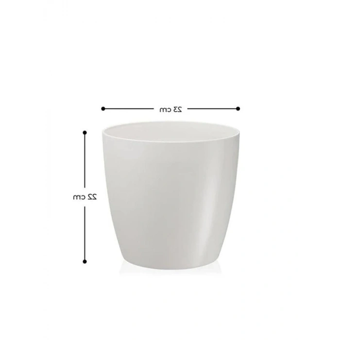 23 cm beyaz yakut saksı, drenaj aparatı ile birlikte