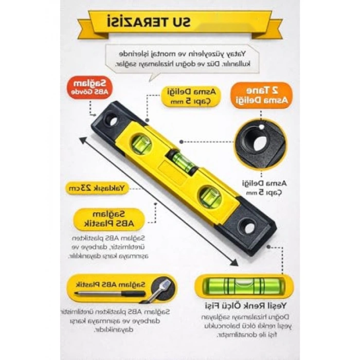 23 cm Manyetik Su Terazisi - Profesyonel Kullanım İçin