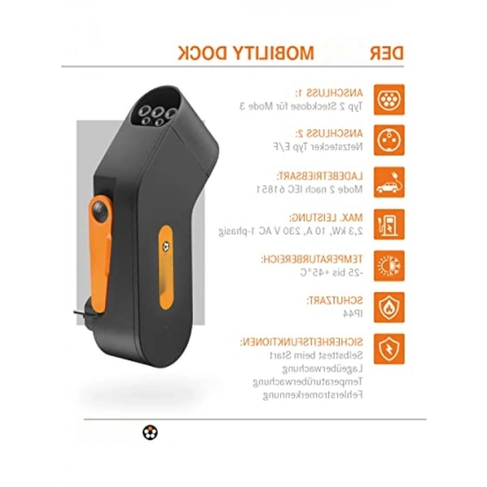 2.3 kW, 10A AC Ev Tipi Elektrikli Araç Şarj Adaptörü