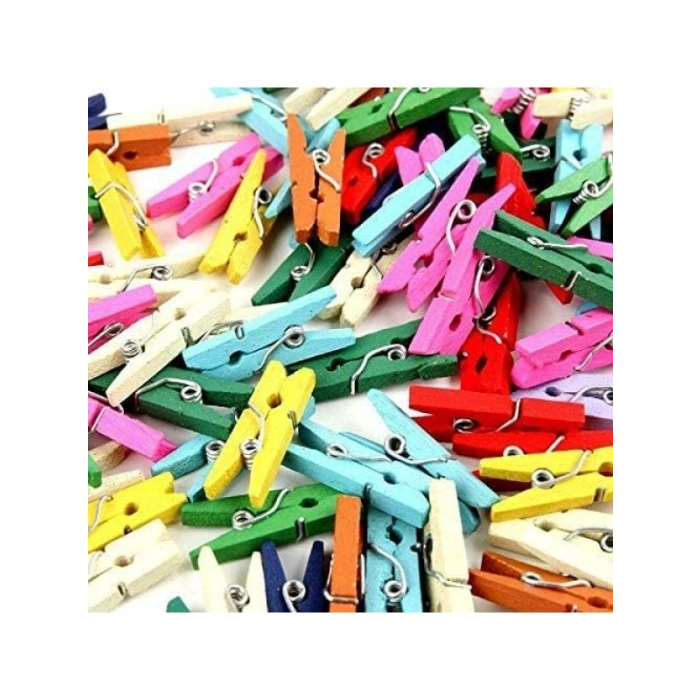 24 Adet Doğal Ahşap Mini Not Mandalı Seti