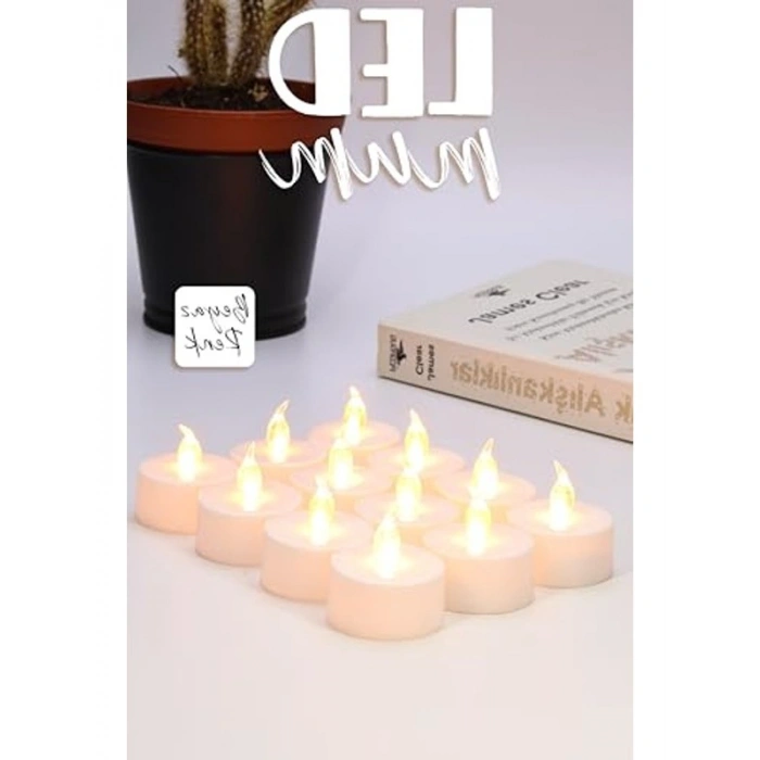 24 Adet Pilli Led Mum, Mini Dumansız Alevli Dekoratif Işıldak