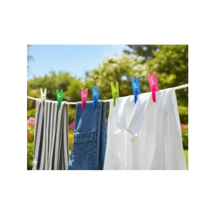 24 Adet Renkli Çamaşır Mandalı Seti - Dayanıklı ve Pratik