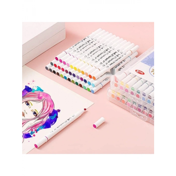 24 Adet Renkli Slim Marker Kalem Seti