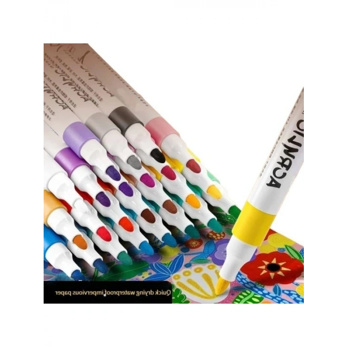 24 Adet Sanatsal Akrilik Boya Kalemi, Kalın Model