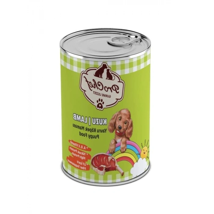 24 Adet Yavru Kuzu Etli Köpek Konserve Maması, 415 Gr Paket